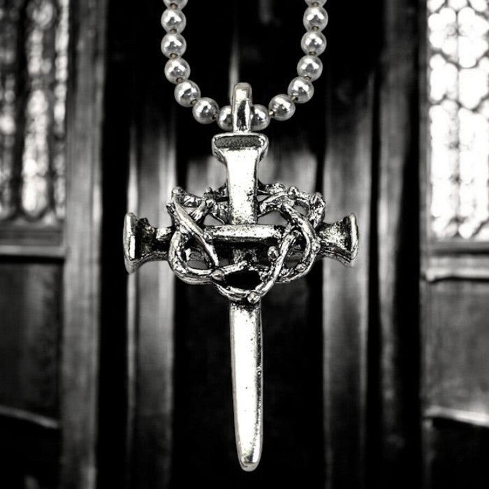 Nail Crown Cross Necklace - Main Image