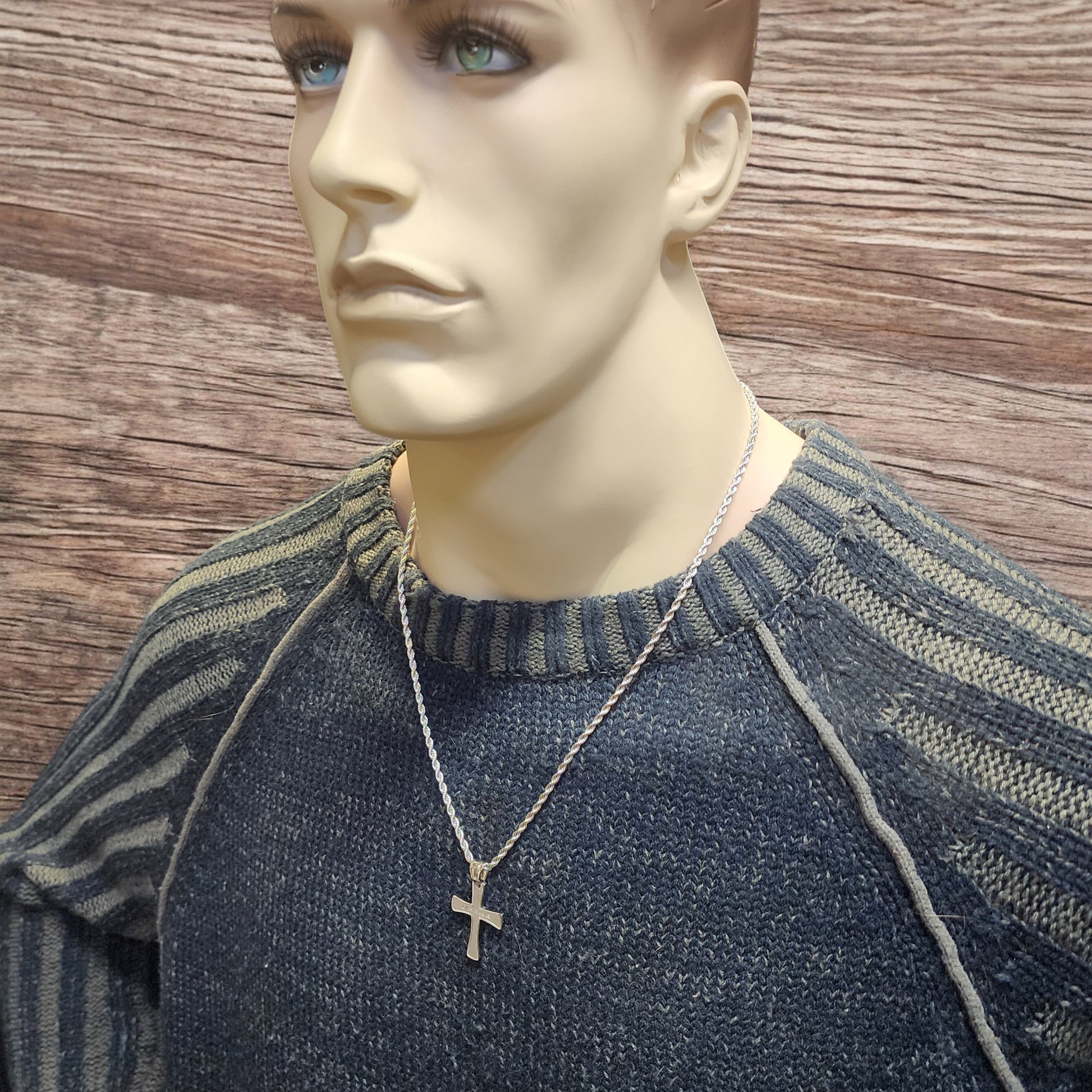 Cross Jesus Stainless Steel Rope Chain Necklace
