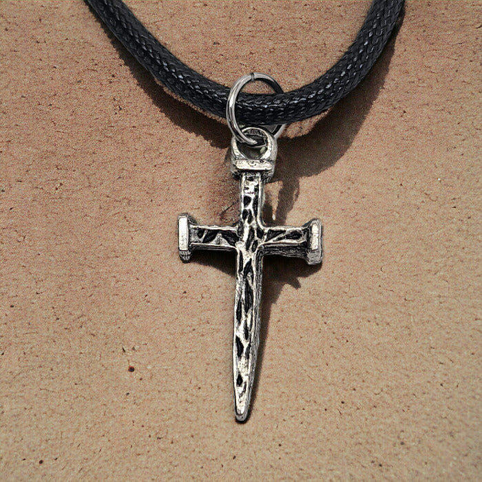 Silver Nail Cross Necklace - Main Image