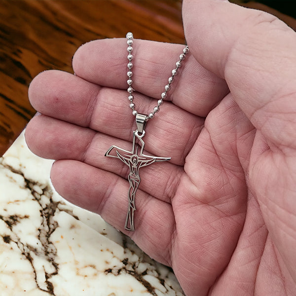 Crucifix Stainless Steel Ball Chain Necklace