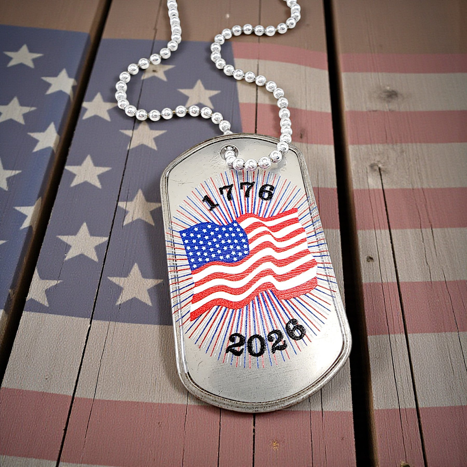 スタンダードカリフォルニア　USA FLAG NECKLACE Dog Tag Necklace USA Flag Necklace America 250 – Forgiven Jewelry