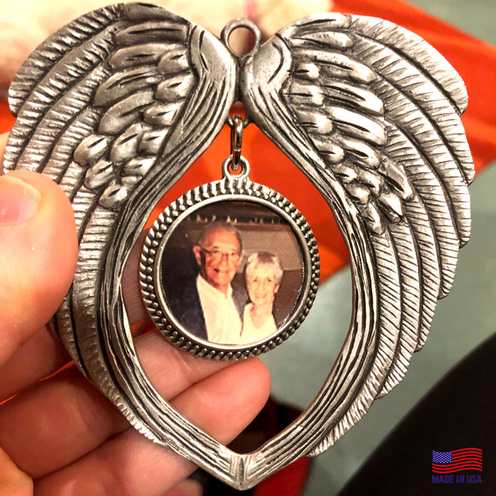 Angel Wings Round Photo Keepsake Ornament Gift - Forgiven Jewelry