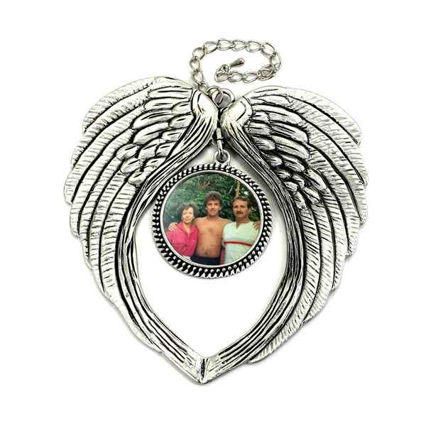Angel Wings Round Photo Keepsake Ornament Gift - Forgiven Jewelry