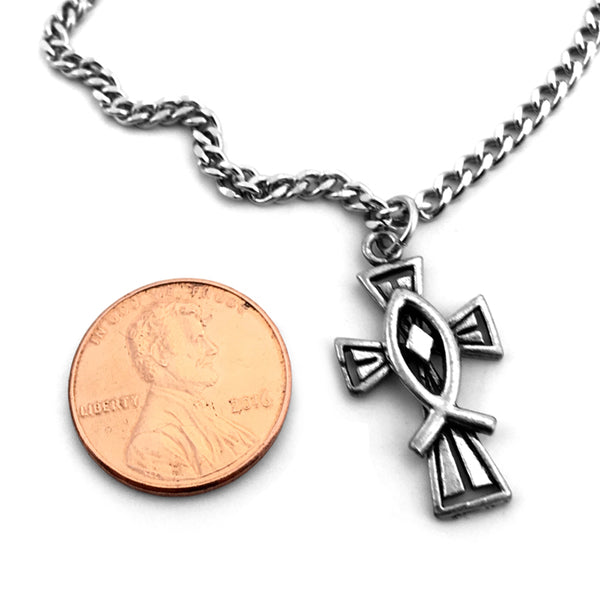 Cross With Fish On Chain - Forgiven Jewelry