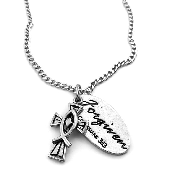 Cross With Fish Forgiven Tag On Chain - Forgiven Jewelry