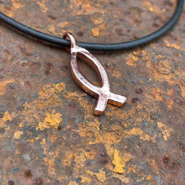 Jesus Ichthus Small Fish Copper Necklace