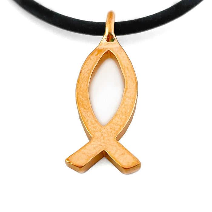 Jesus Ichthus Small Fish Rose Gold Finish Necklace - Forgiven Jewelry