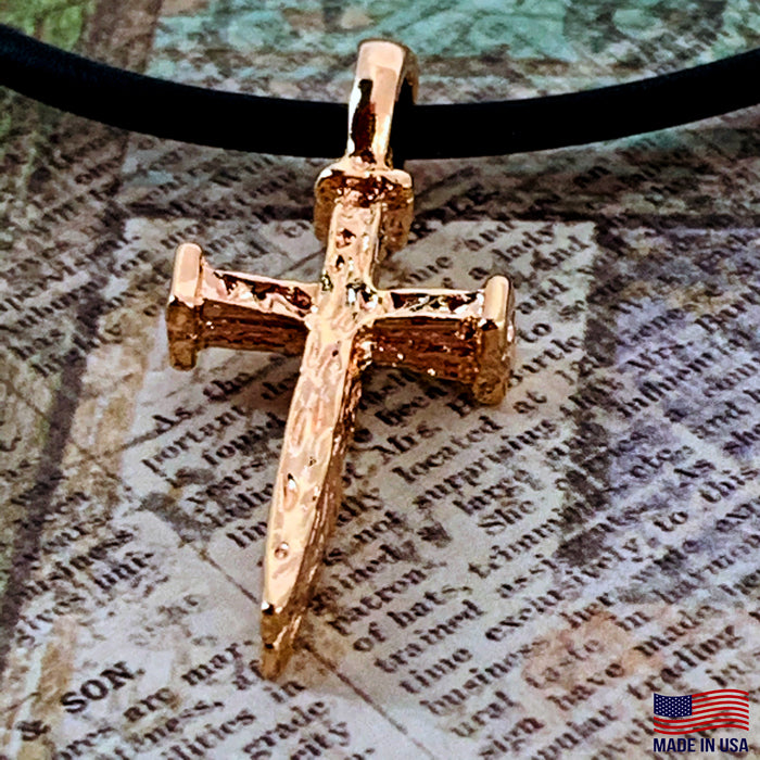 Nail Cross Rose Gold Metal Finish Necklace - Forgiven Jewelry