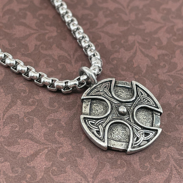 Celtic Cross Trinity Shield Pendant Heavy Stainless Steel Chain Necklace - Forgiven Jewelry