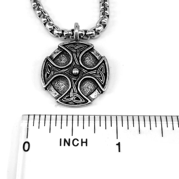 Celtic Cross Trinity Shield Pendant Heavy Stainless Steel Chain Necklace - Forgiven Jewelry