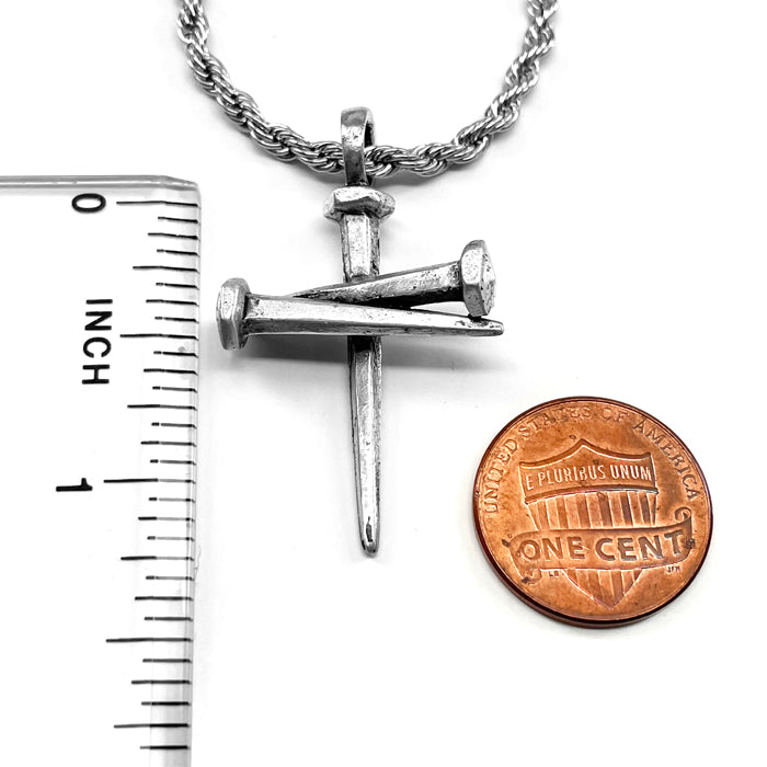 Nail Pendant Necklace Silver Rope Chain - Forgiven Jewelry