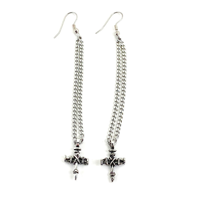 Earrings Penny Nail Cross On French Wire - Forgiven Jewelry