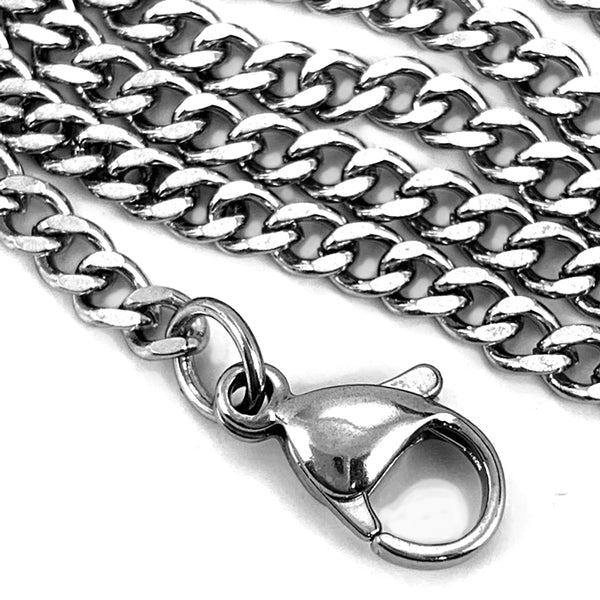 Nail Silver Rhodium Finish Pendant Necklace on Curb Chain - Forgiven Jewelry