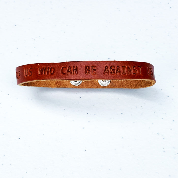 Romans 8:31 God Is For Us Large Leather Bracelet - Forgiven Jewelry