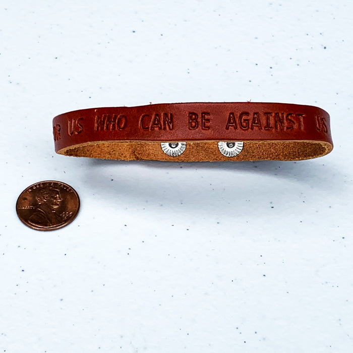 Romans 8:31 God Is For Us Large Leather Bracelet - Forgiven Jewelry