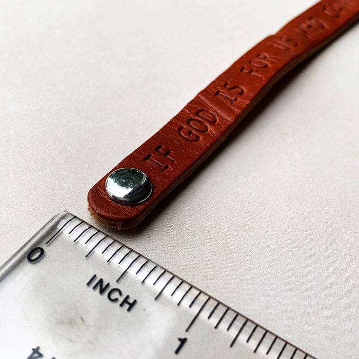 Romans 8:31 God Is For Us Large Leather Bracelet - Forgiven Jewelry