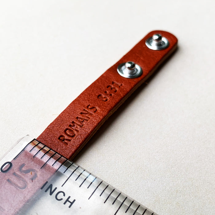 Romans 8:31 God Is For Us Large Leather Bracelet - Forgiven Jewelry