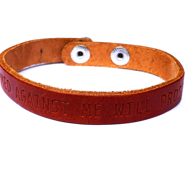 Isaiah 54:17 No Weapon Formed Against Me Large Leather Bracelet - Forgiven Jewelry