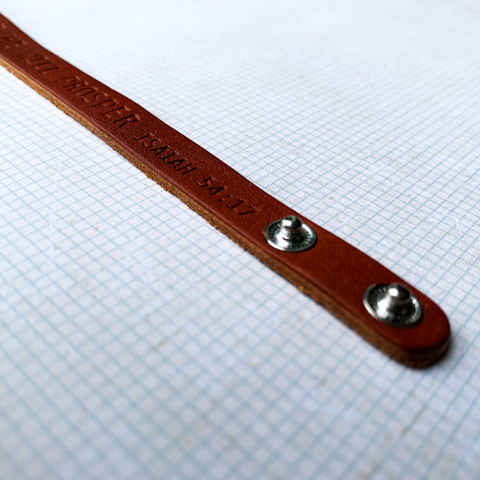 Isaiah 54:17 No Weapon Formed Against Me Large Leather Bracelet - Forgiven Jewelry