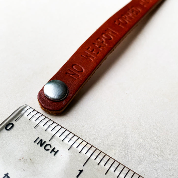 Isaiah 54:17 No Weapon Formed Against Me Small Leather Bracelet - Forgiven Jewelry