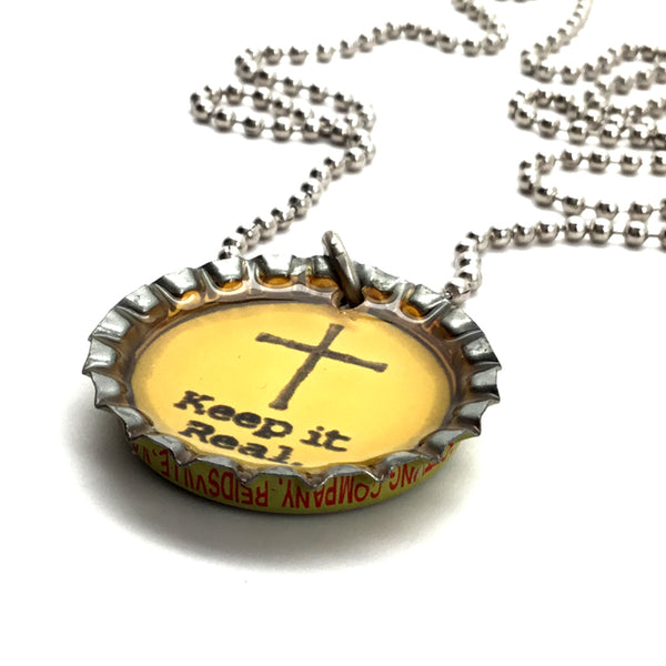 Bottle Cap Keep It Real on Ball Chain - Forgiven Jewelry