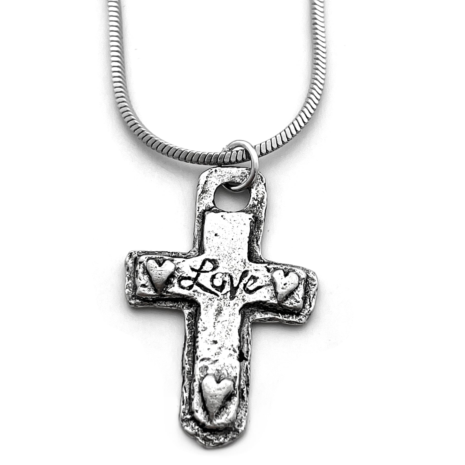 Love Heart Cross Snake Chain