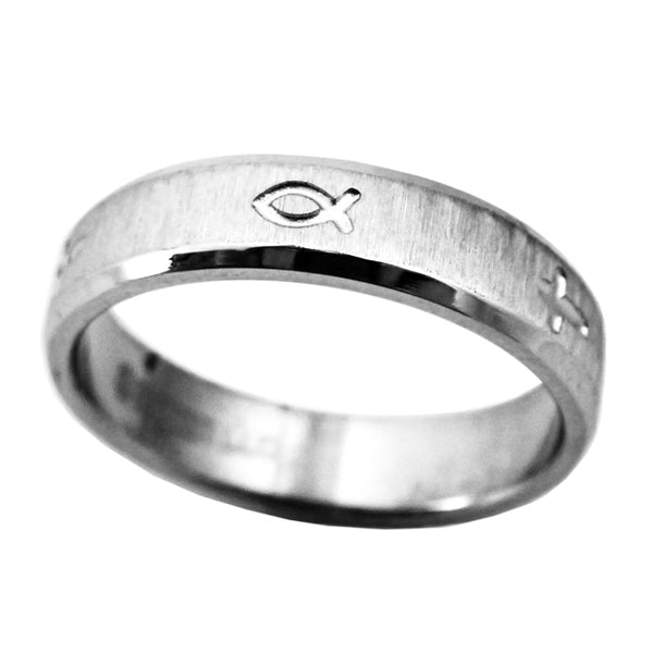 Jesus Fish and Cross Ring - Forgiven Jewelry