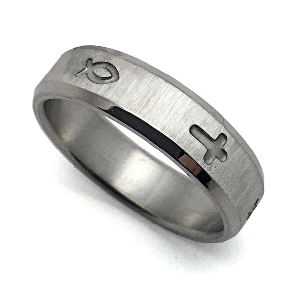 Jesus Fish and Cross Ring - Forgiven Jewelry