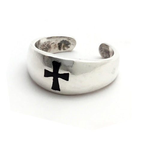 Black Cross Band Toe Ring - Forgiven Jewelry