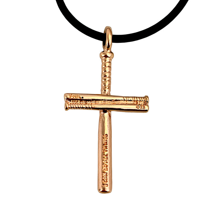 Baseball Bat Cross Necklace Rose Gold - Main Image
