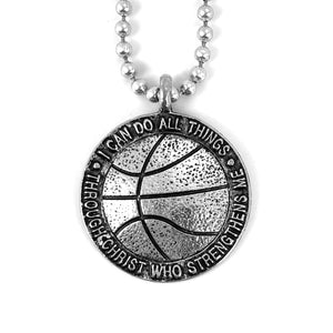 Basketball Antique Silver Necklace - Forgiven Jewelry