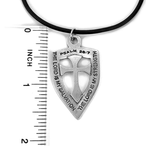 Shield with Cross Pendant Necklace Antique Silver Finish - Forgiven Jewelry