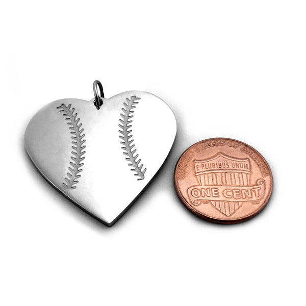 Baseball Heart Necklace on Rope Chain - Forgiven Jewelry