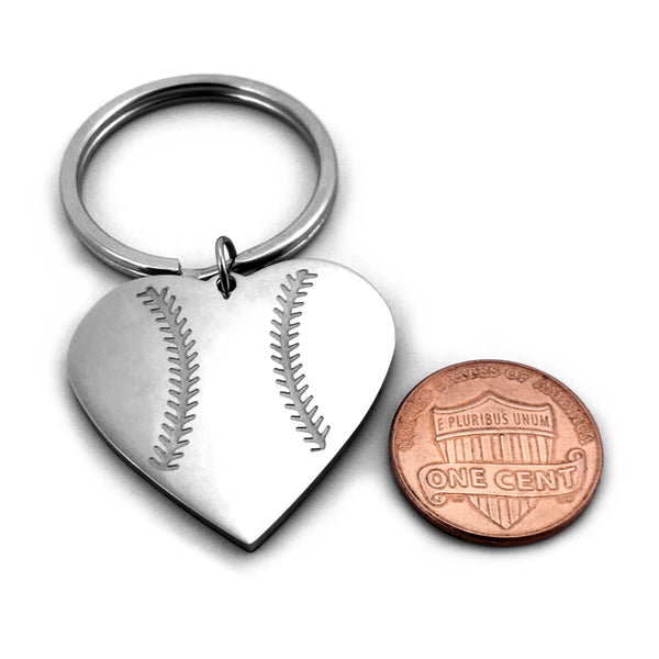 Baseball Heart Necklace on Key Ring - Forgiven Jewelry