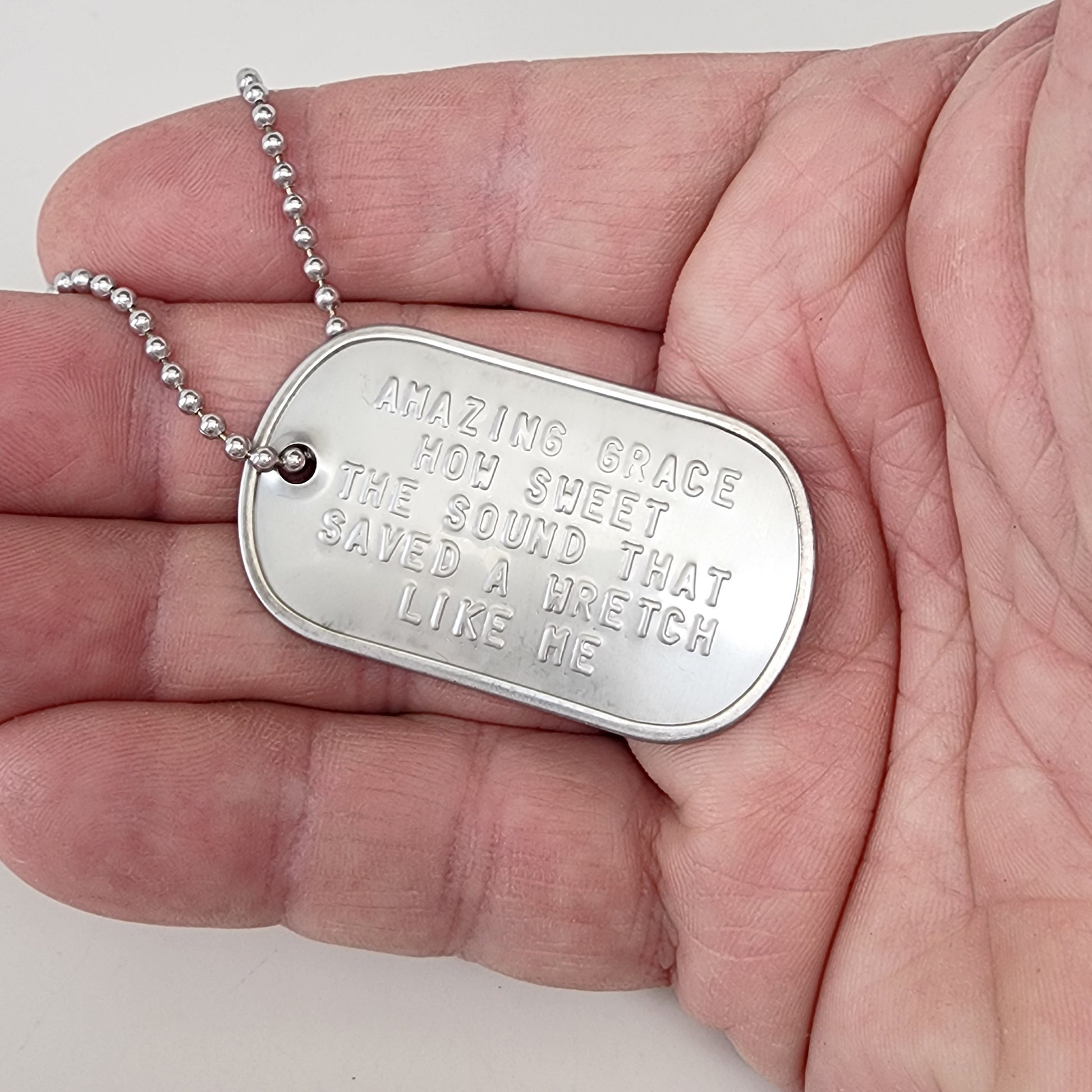Amazing Grace How Sweet The Sound That Saved A Wretch Like Me Dog Tag Necklace
