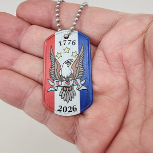 Dog Tag Necklace USA Flag Necklace America 250 Eagle