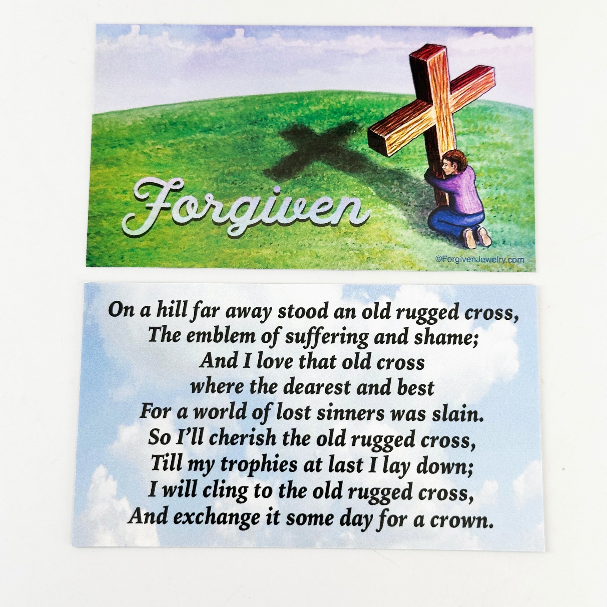 The Old Rugged Cross  Scripture Sharing Card "Forgiven" Inspirational Pocket Card
