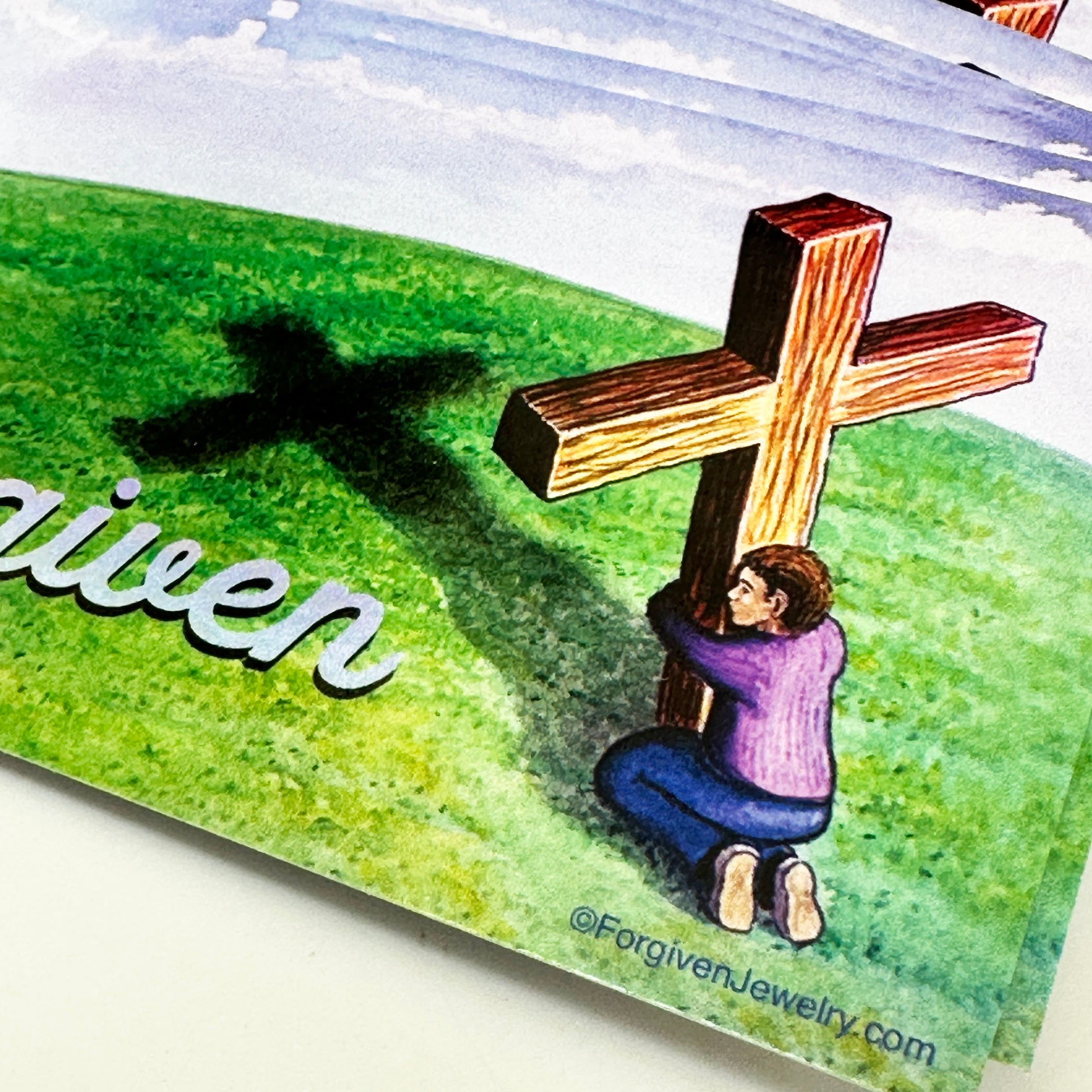The Old Rugged Cross  Scripture Sharing Card "Forgiven" Inspirational Pocket Card