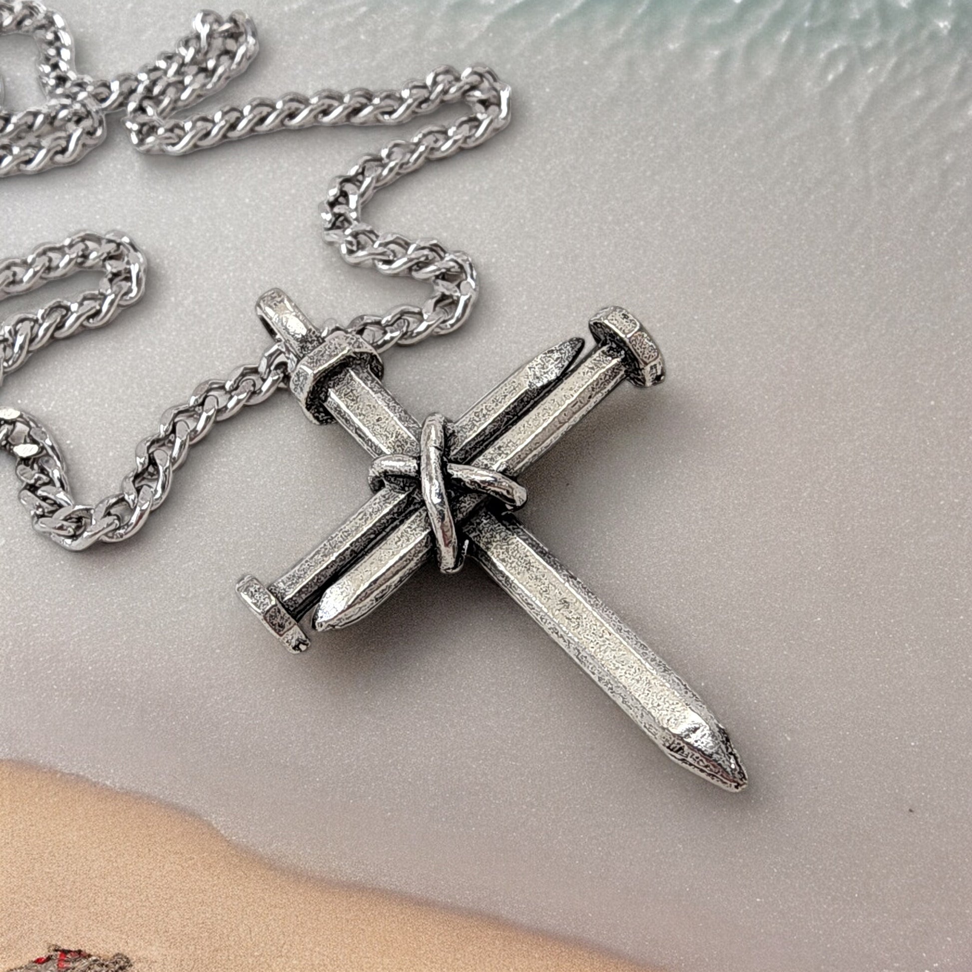 Nail Cross Necklace On Chain