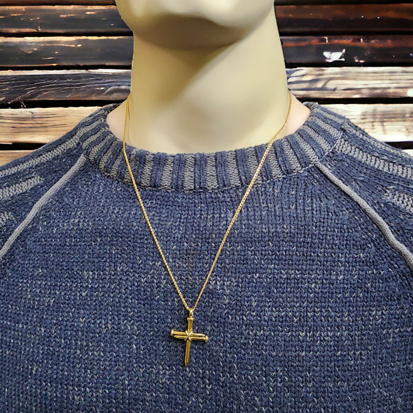 Nail Cross Gold Finish Pendant Gold Finish Chain Necklace