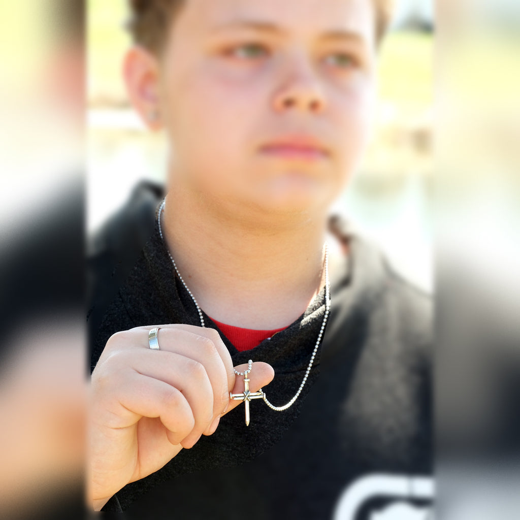 Nail Cross Necklace on ball chain