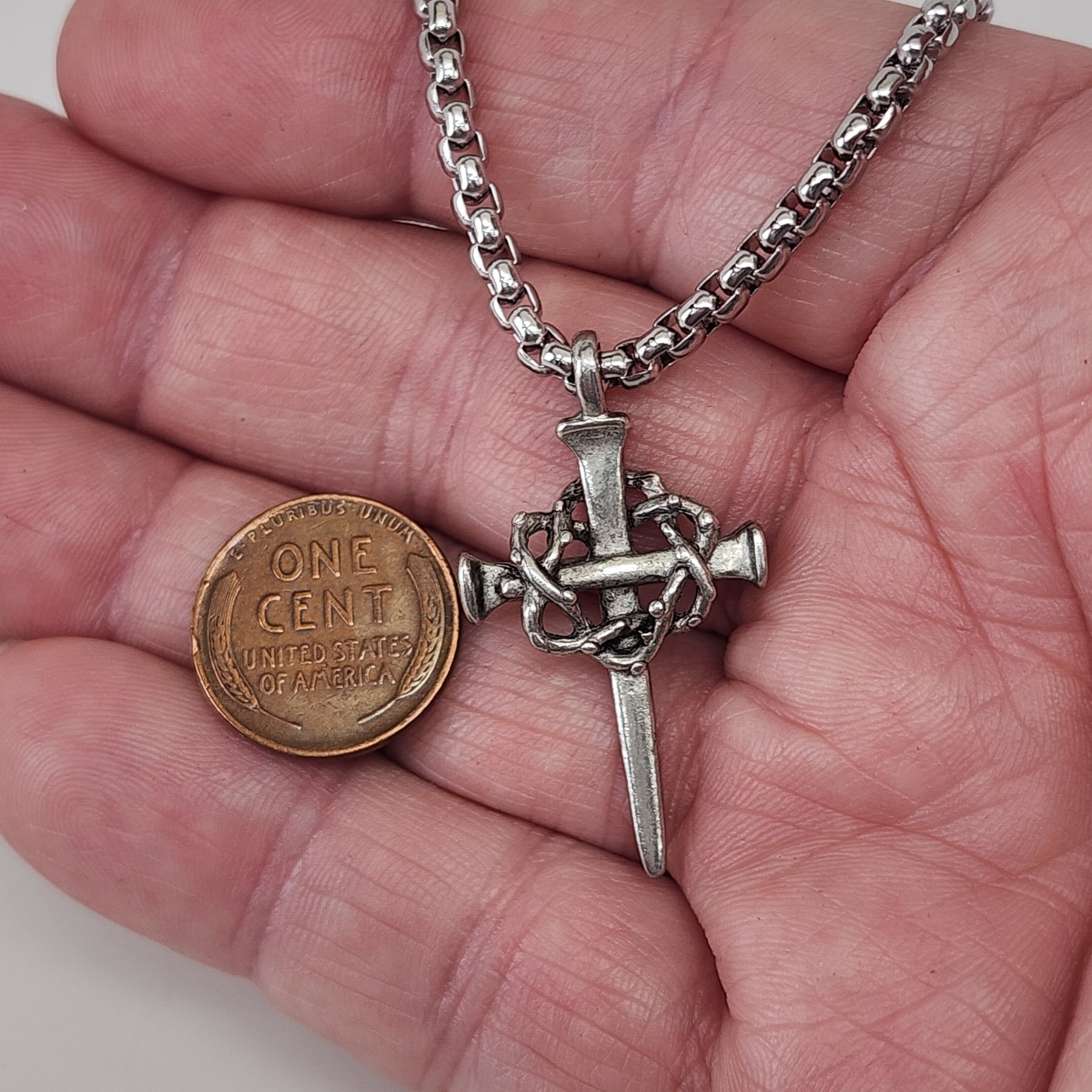 Nail Crown Cross On Heavy Box Chain