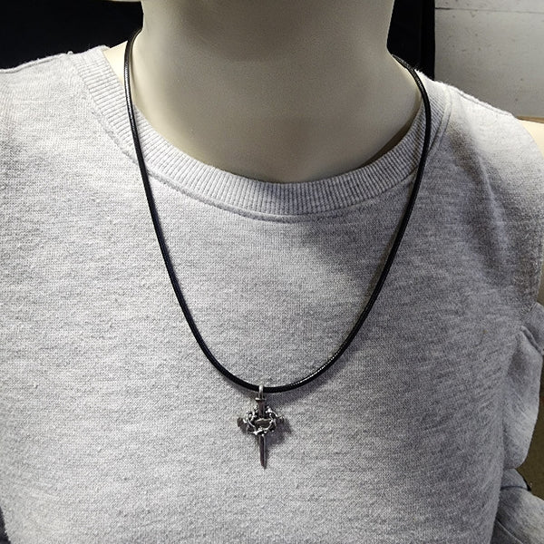 Nail Crown Cross Necklace Silver