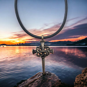 Nail Crown Cross Necklace Brass