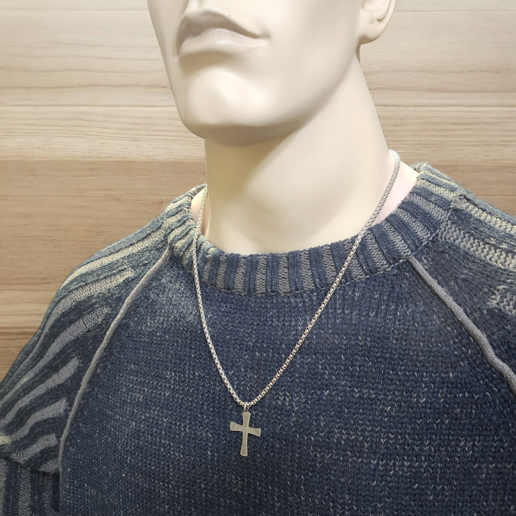 Cross Forgiven Antique Silver Metal Finish Heavy Chain Necklace