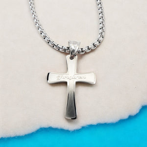 Cross Forgiven Stainless Steel Finish Heavy Chain Necklace