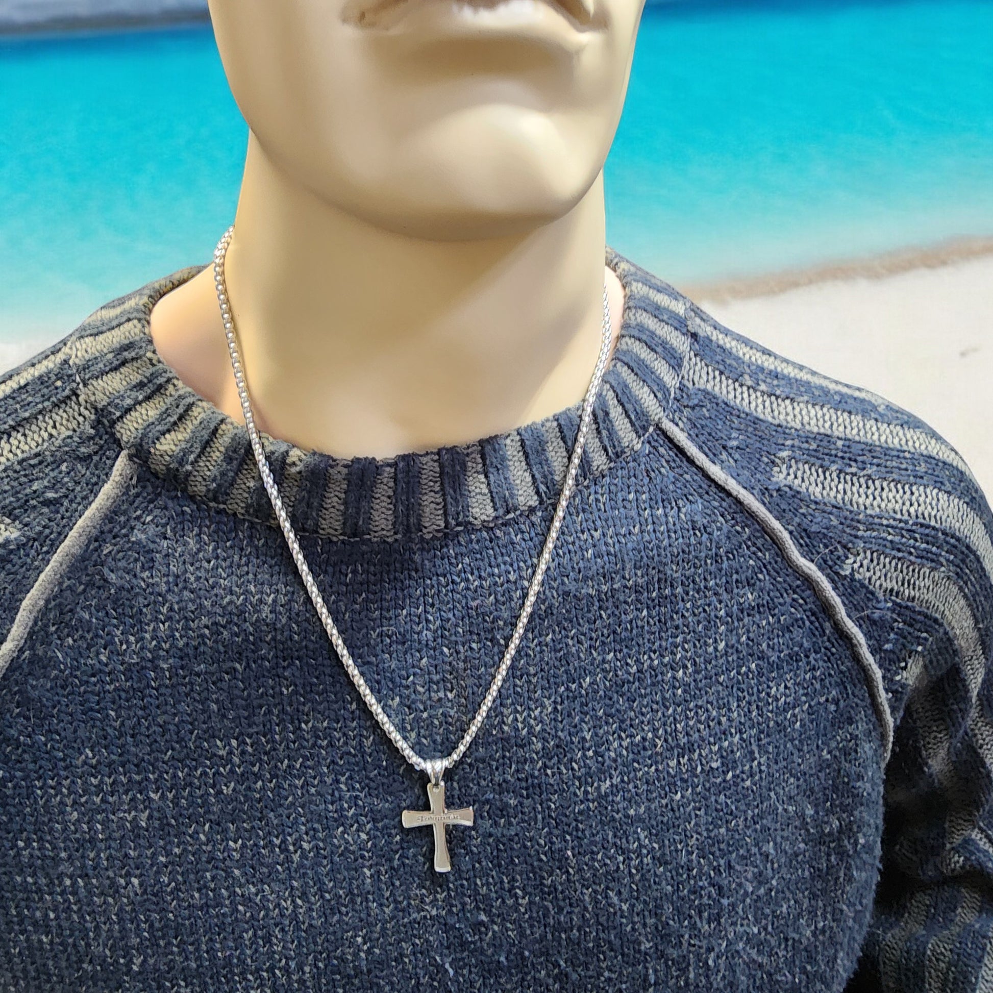 Cross Forgiven Stainless Steel Finish Heavy Chain Necklace