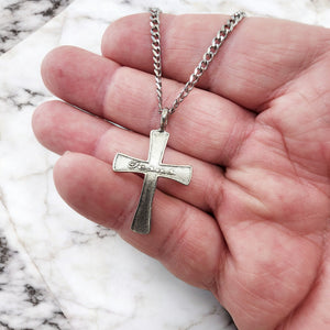 Cross Jesus Antique Silver Finish Chain Necklace
