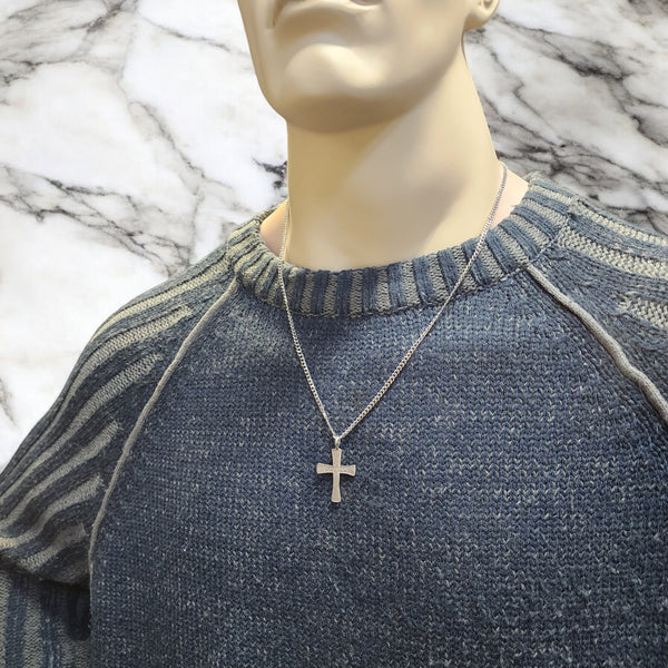 Cross Jesus Antique Silver Finish Chain Necklace