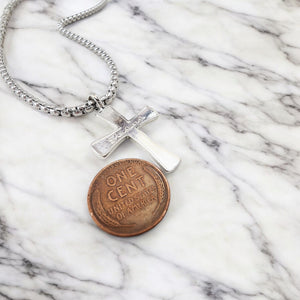 Cross Jesus Rhodium Silver Metal Finish Necklace Steel Heavy Chain Necklace